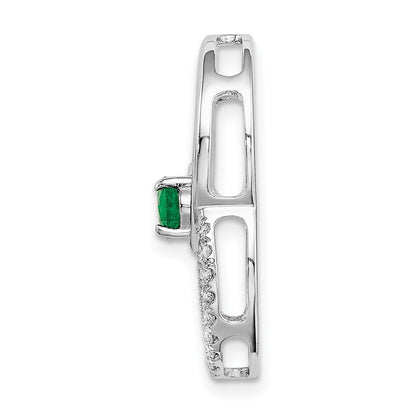 14K Weißgold Smaragd Doppelt Kreis Echt Diamant Kette Anhänger