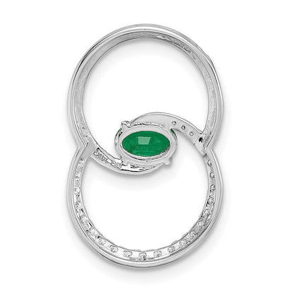 14K Weißgold Smaragd Doppelt Kreis Echt Diamant Kette Anhänger