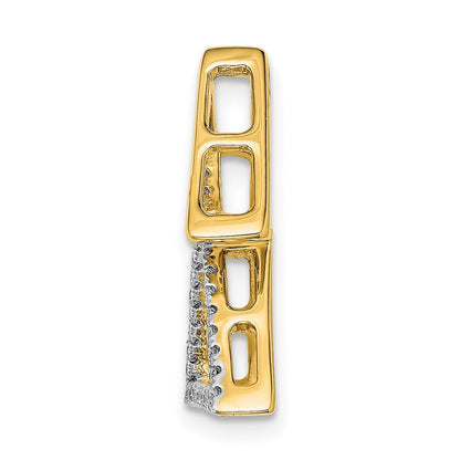 14K Gelbgold Poliert Doppelt Dreieck Echt Diamant Kette Anhänger