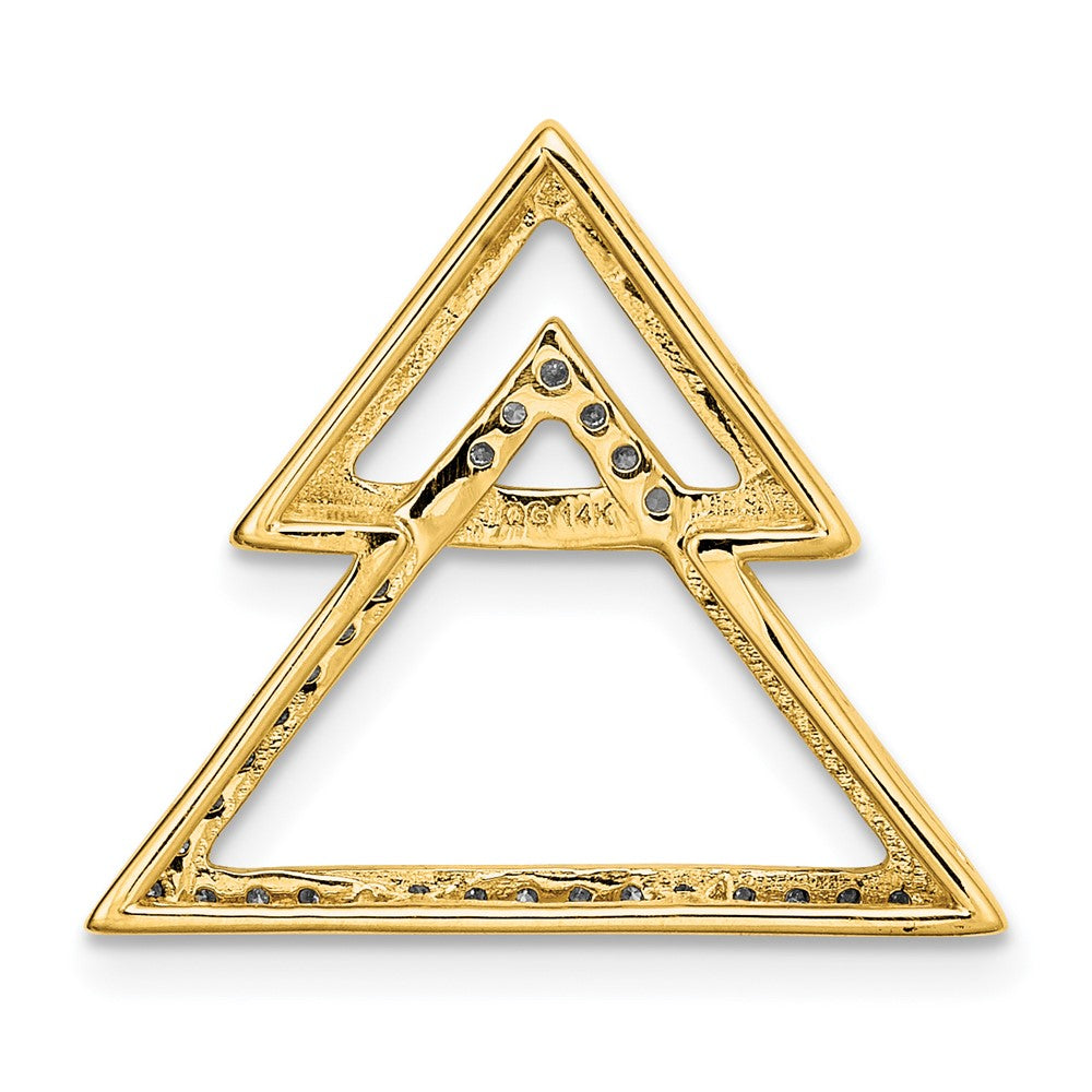 14K Gelbgold Poliert Doppelt Dreieck Echt Diamant Kette Anhänger