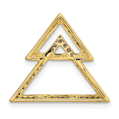 14K Gelbgold Poliert Doppelt Dreieck Echt Diamant Kette Anhänger