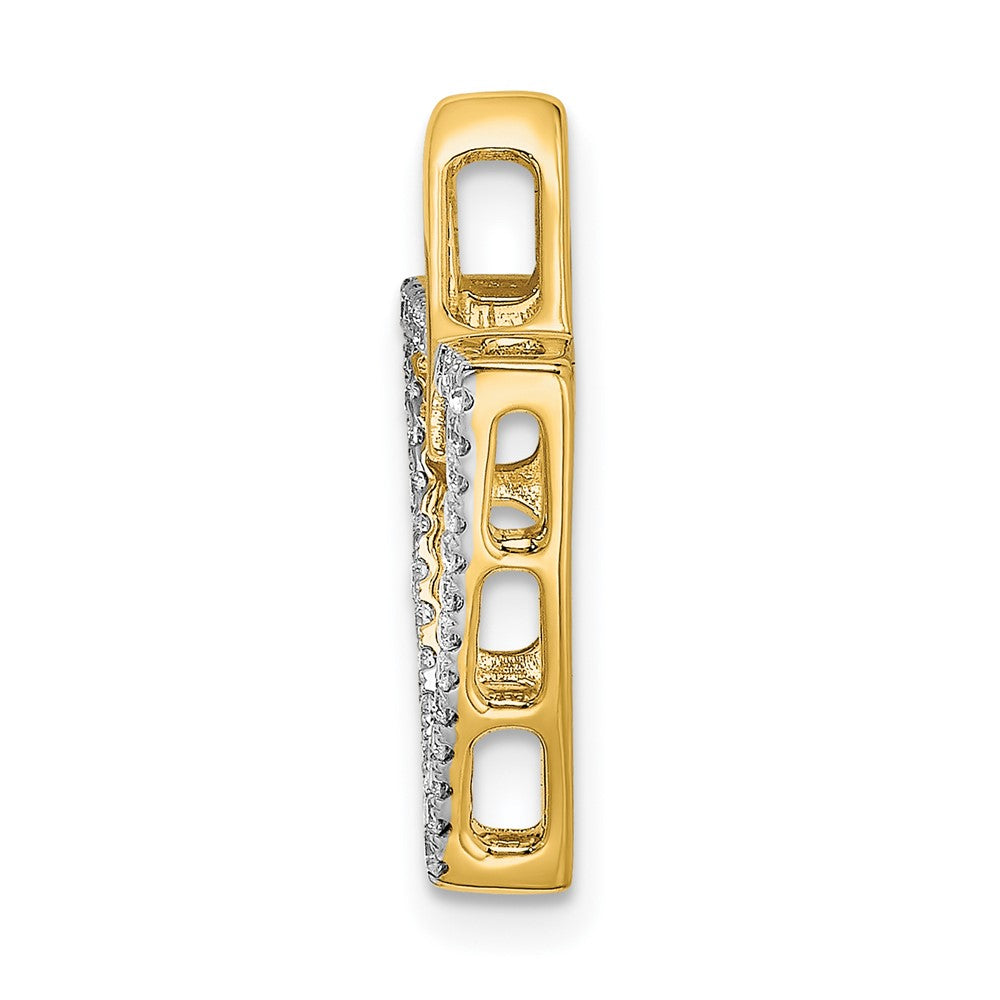 14K Gelbgold Poliert Doppelt Dreieck Echt Diamant Kette Anhänger