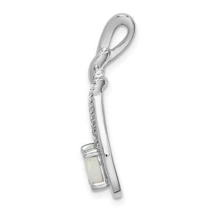 14K Weißgold Opal-Tropfen-Anhänger mit echten Diamanten