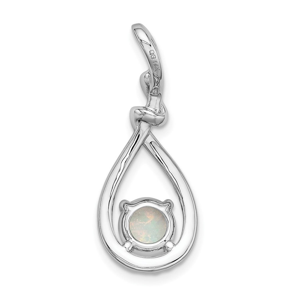 14K Weißgold Opal-Tropfen-Anhänger mit echten Diamanten
