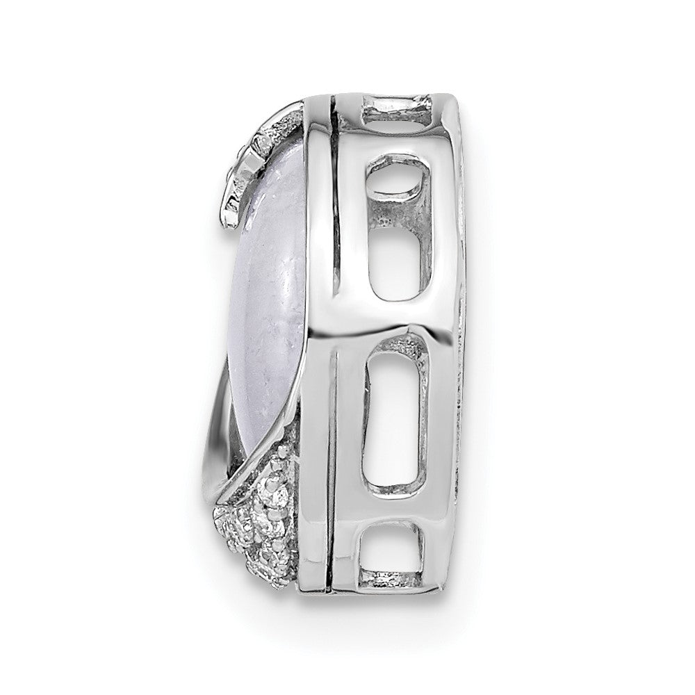 14K Weißgold Echt Diamant und Moonstone Mond & Stern Kette Anhänger
