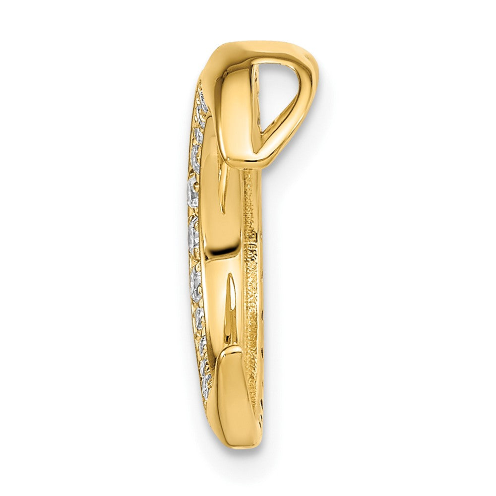 14K Gelbgold Poliert Mond Saphir und Echt Diamant Kette Anhänger
