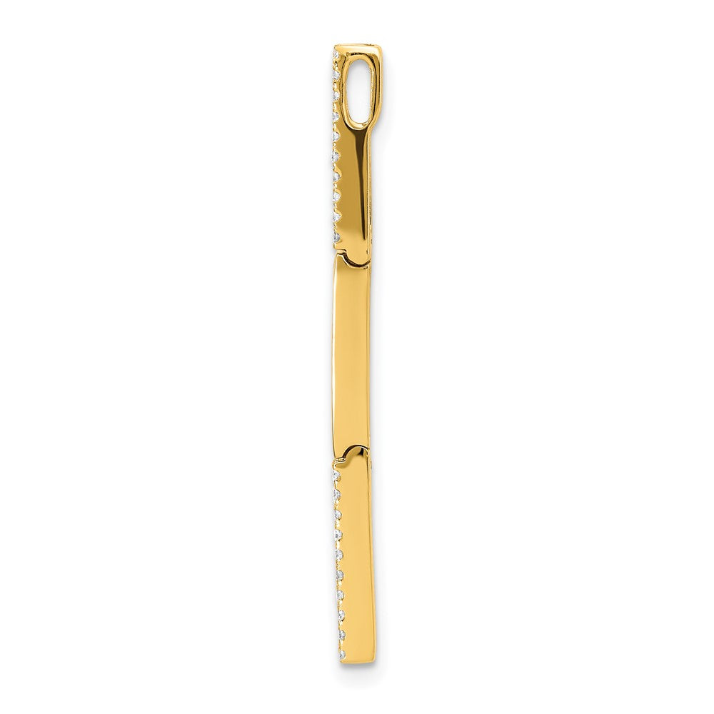 14K Gelbgold Polierter Rechteckglied-Anhänger mit echtem Diamant zum Aufschieben auf Ketten