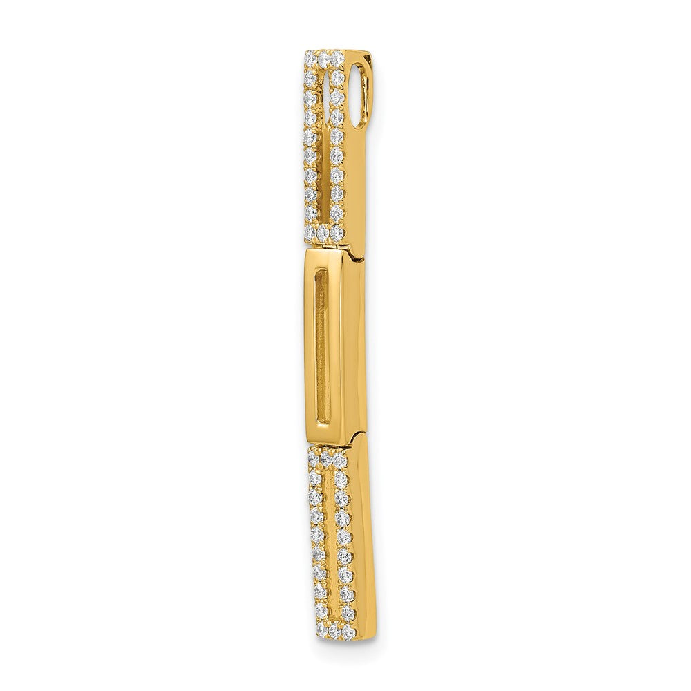 14K Gelbgold Polierter Rechteckglied-Anhänger mit echtem Diamant zum Aufschieben auf Ketten