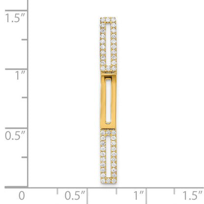 14K Gelbgold Polierter Rechteckglied-Anhänger mit echtem Diamant zum Aufschieben auf Ketten