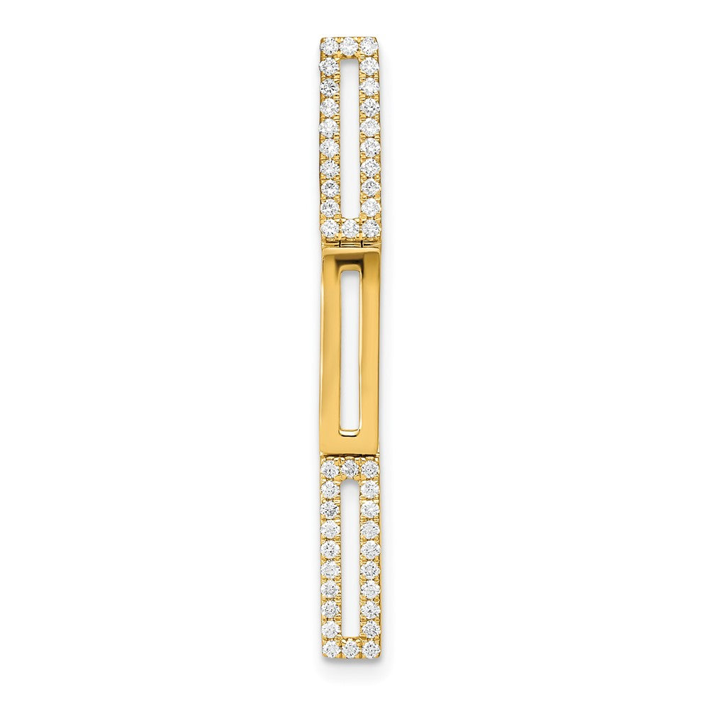 14K Gelbgold Polierter Rechteckglied-Anhänger mit echtem Diamant zum Aufschieben auf Ketten