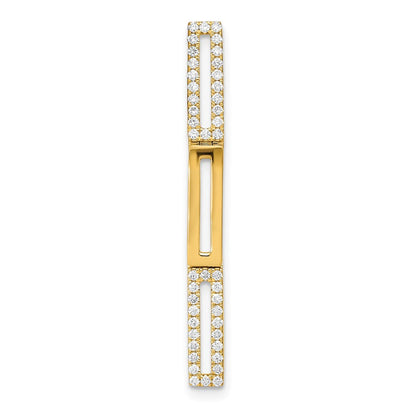 14K Gelbgold Polierter Rechteckglied-Anhänger mit echtem Diamant zum Aufschieben auf Ketten