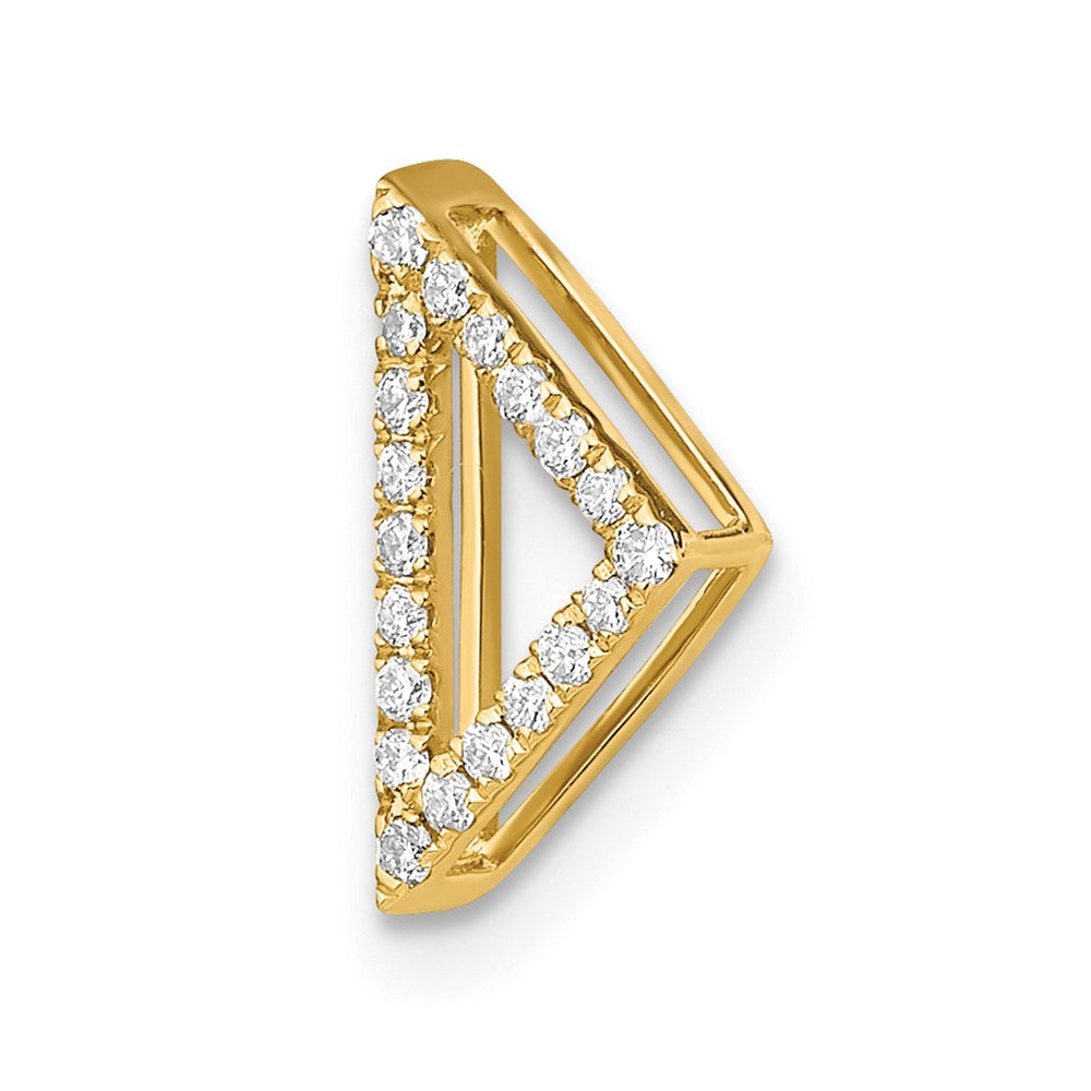 14K Gelbgold Poliert Echt Diamant Dreieck Kette Anhänger