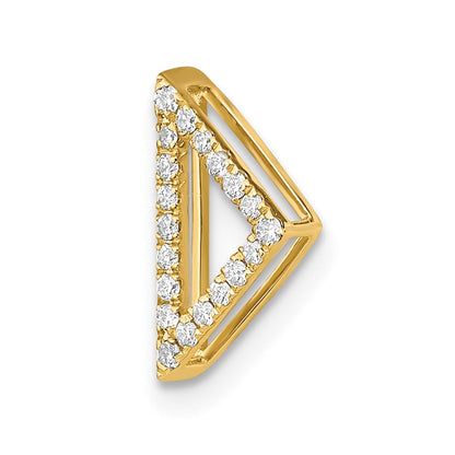 14K Gelbgold Poliert Echt Diamant Dreieck Kette Anhänger