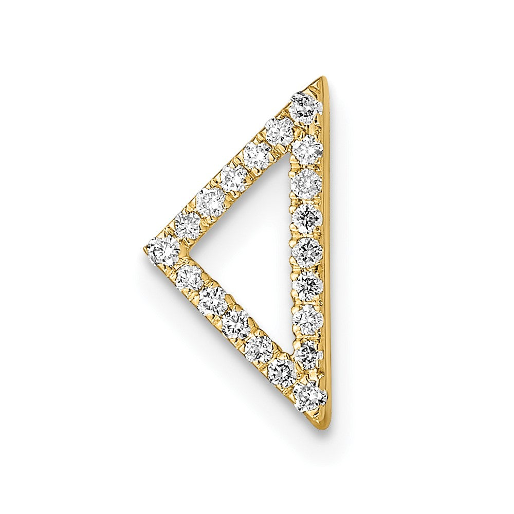 14K Gelbgold Poliert Echt Diamant Dreieck Kette Anhänger