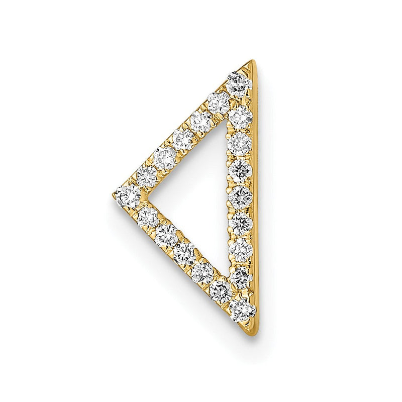 14K Gelbgold Poliert Echt Diamant Dreieck Kette Anhänger