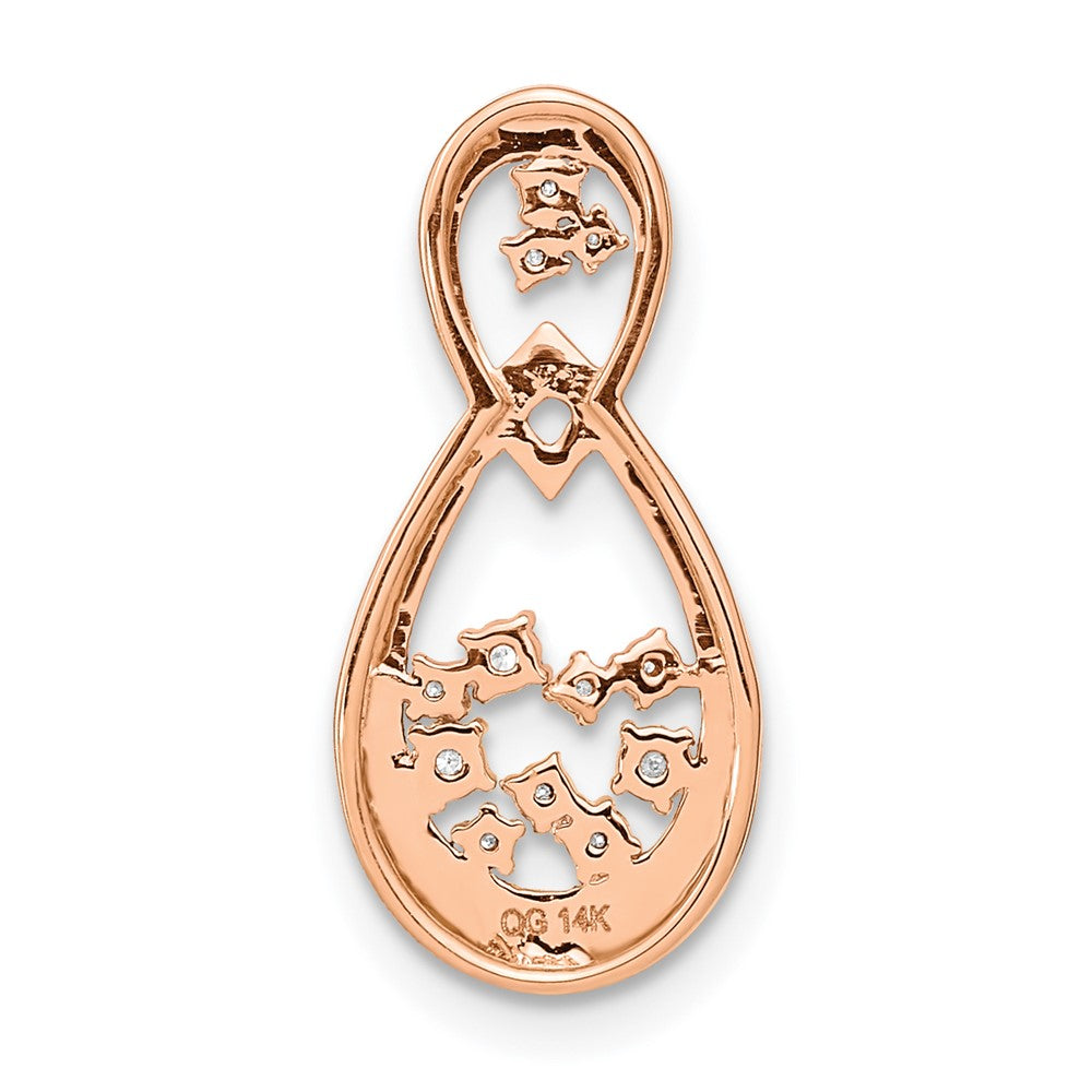 14K Roségold 0,125 ct. Laborgezüchteter Diamant VS/SI+ G+ Doppeltropfen-Ketten-Gleitanhänger