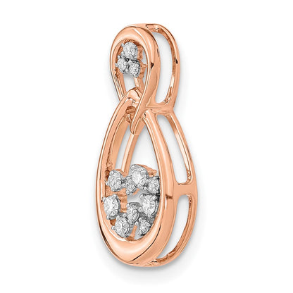 14K Roségold 0,125 ct. Laborgezüchteter Diamant VS/SI+ G+ Doppeltropfen-Ketten-Gleitanhänger