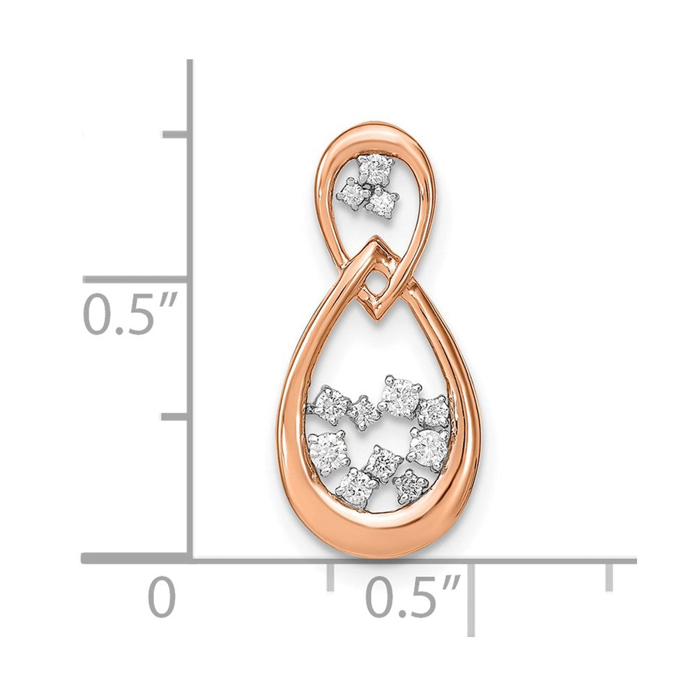 14K Roségold Poliert Echt Diamant Doppelt Tropfen Kette Anhänger