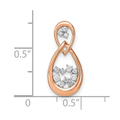 14K Roségold Poliert Echt Diamant Doppelt Tropfen Kette Anhänger