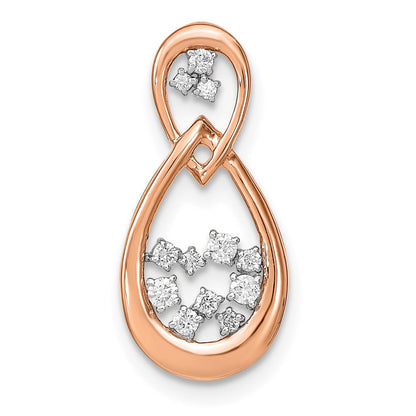 14K Roségold 0,125 ct. Laborgezüchteter Diamant VS/SI+ G+ Doppeltropfen-Ketten-Gleitanhänger