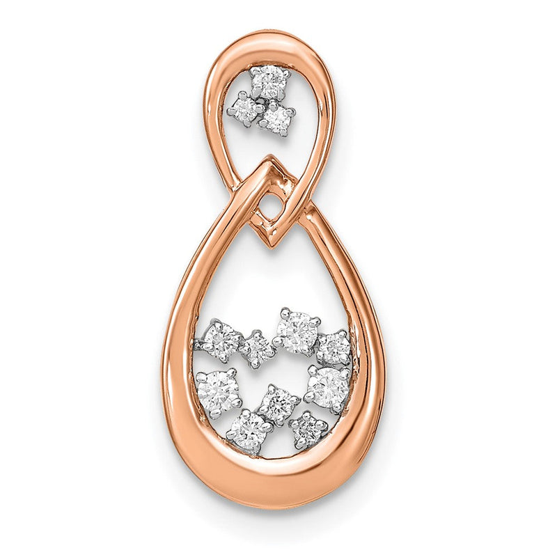 14K Roségold 0,125 ct. Laborgezüchteter Diamant VS/SI+ G+ Doppeltropfen-Ketten-Gleitanhänger