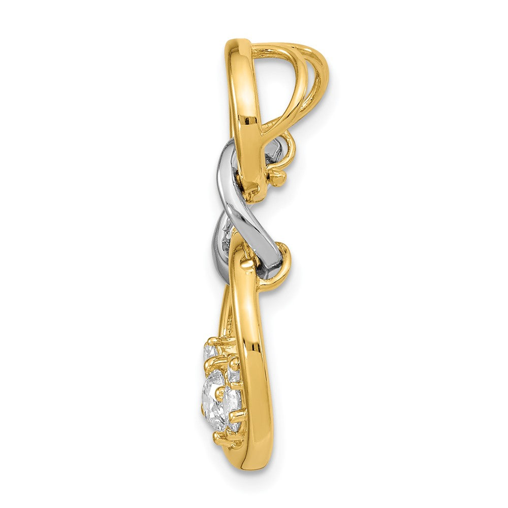 14K Bicolor Gold Poliert Echt Diamant Dreifach Kreis Kette Anhänger