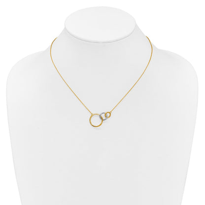 14K Bicolor Poliert Dreifach Interlocked Kreise 18 Zoll Halskette