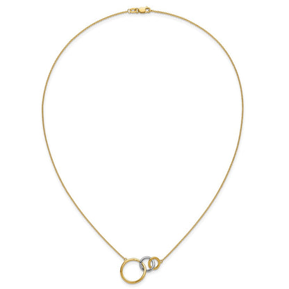 14K Bicolor Poliert Dreifach Interlocked Kreise 18 Zoll Halskette