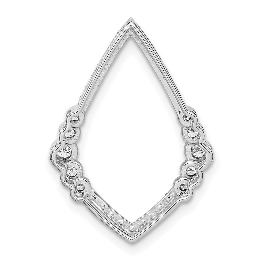 14K Weißgold Poliert Echt Diamant Zargenfassung Set Tropfen Kette Anhänger