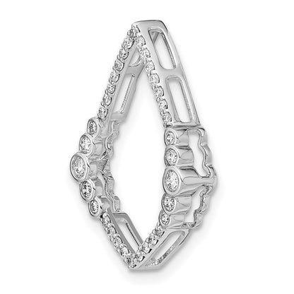 14K Weißgold Poliert Echt Diamant Zargenfassung Set Tropfen Kette Anhänger