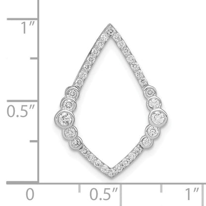 14K Weißgold Poliert Echt Diamant Zargenfassung Set Tropfen Kette Anhänger