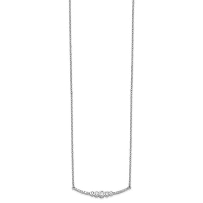 14K Weißgold Poliert Echt Diamant Zargenfassung Set Stab 18 Zoll Halskette