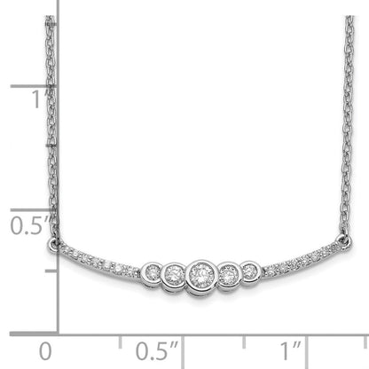 14K Weißgold Poliert Echt Diamant Zargenfassung Set Stab 18 Zoll Halskette