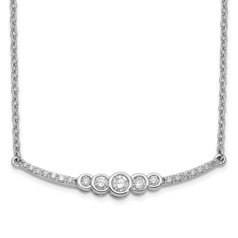 14K Weißgold Poliert Echt Diamant Zargenfassung Set Stab 18 Zoll Halskette