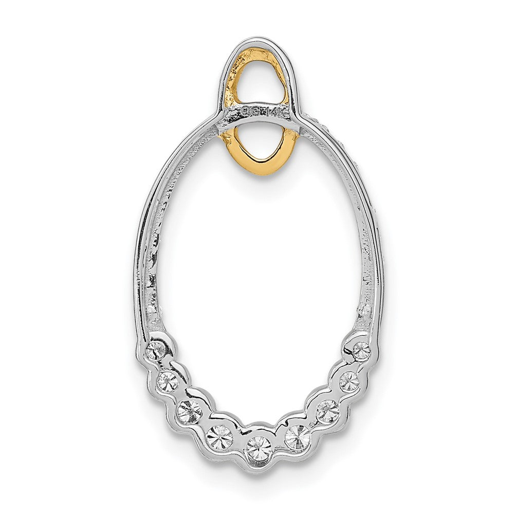 14K Bicolor Gold Poliert Echt Diamant Oval Kette Anhänger