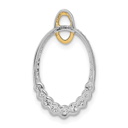 14K Bicolor Gold Poliert Echt Diamant Oval Kette Anhänger