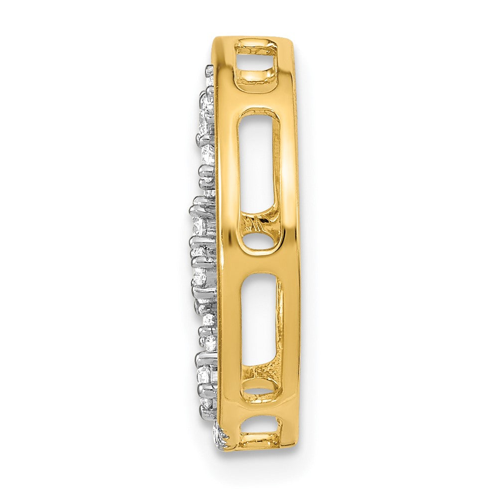14K Gelbgold Poliert Echt Diamant Hängend Kreis Kette Anhänger