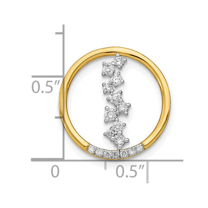 14K Gelbgold Poliert Echt Diamant Hängend Kreis Kette Anhänger