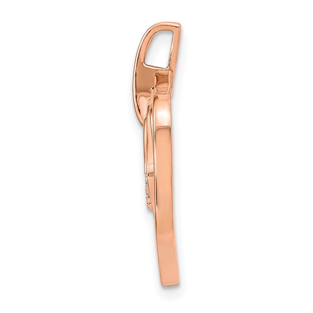 14K Roségold Poliert Echt Diamant Fantasie Wirbel Kette Anhänger