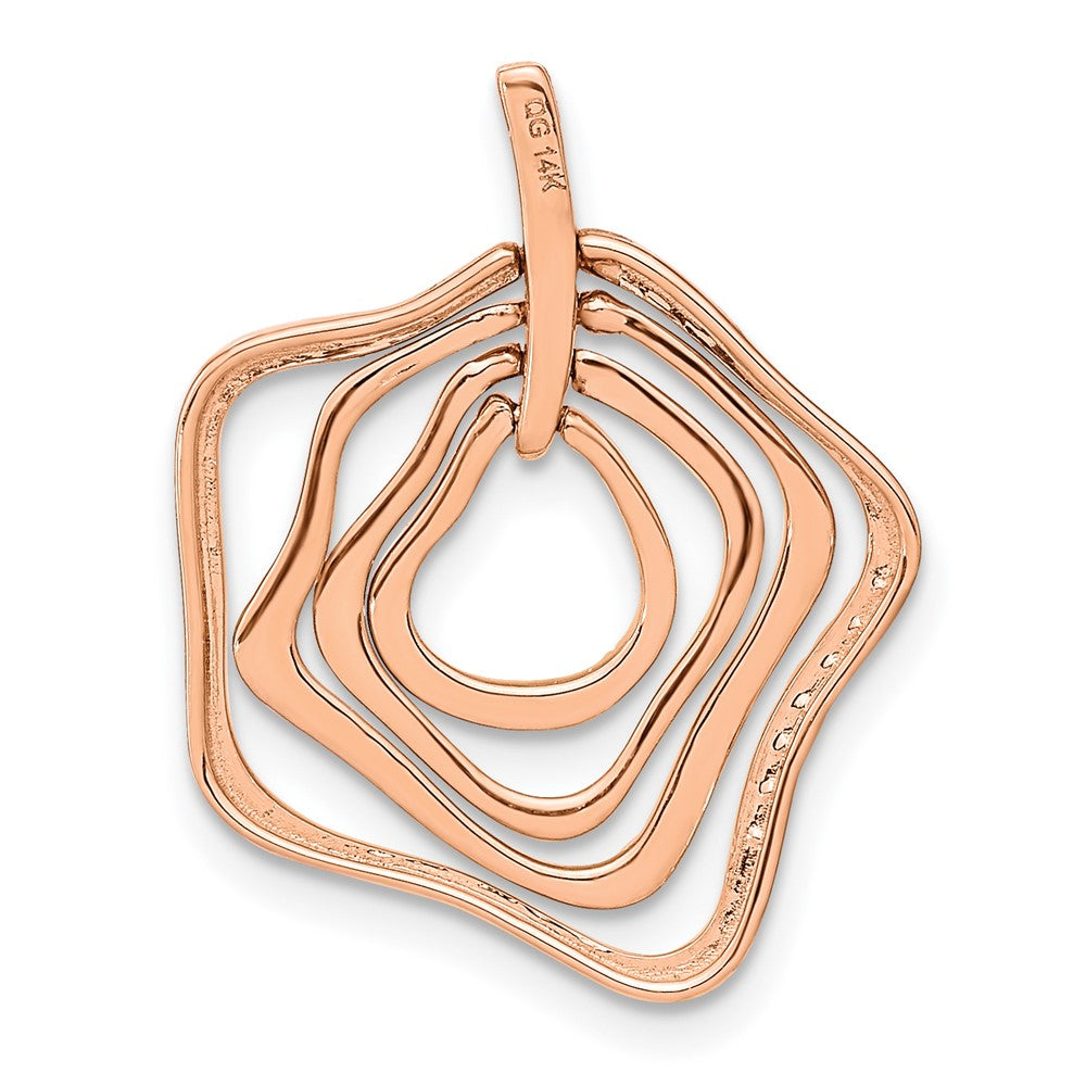 14K Roségold Poliert Echt Diamant Fantasie Wirbel Kette Anhänger