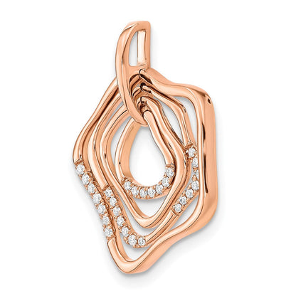 14K Roségold Poliert Echt Diamant Fantasie Wirbel Kette Anhänger