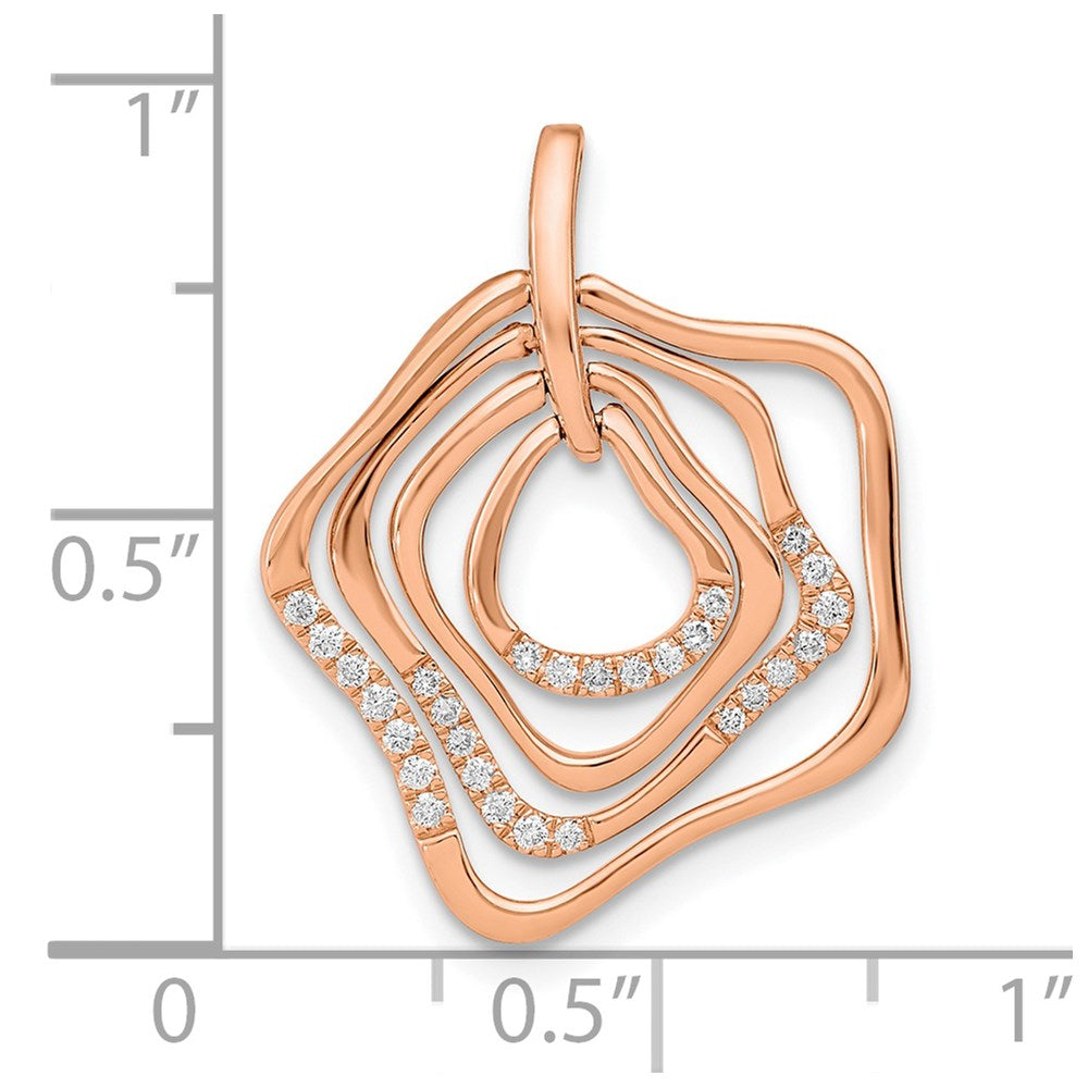 14K Roségold Poliert Echt Diamant Fantasie Wirbel Kette Anhänger