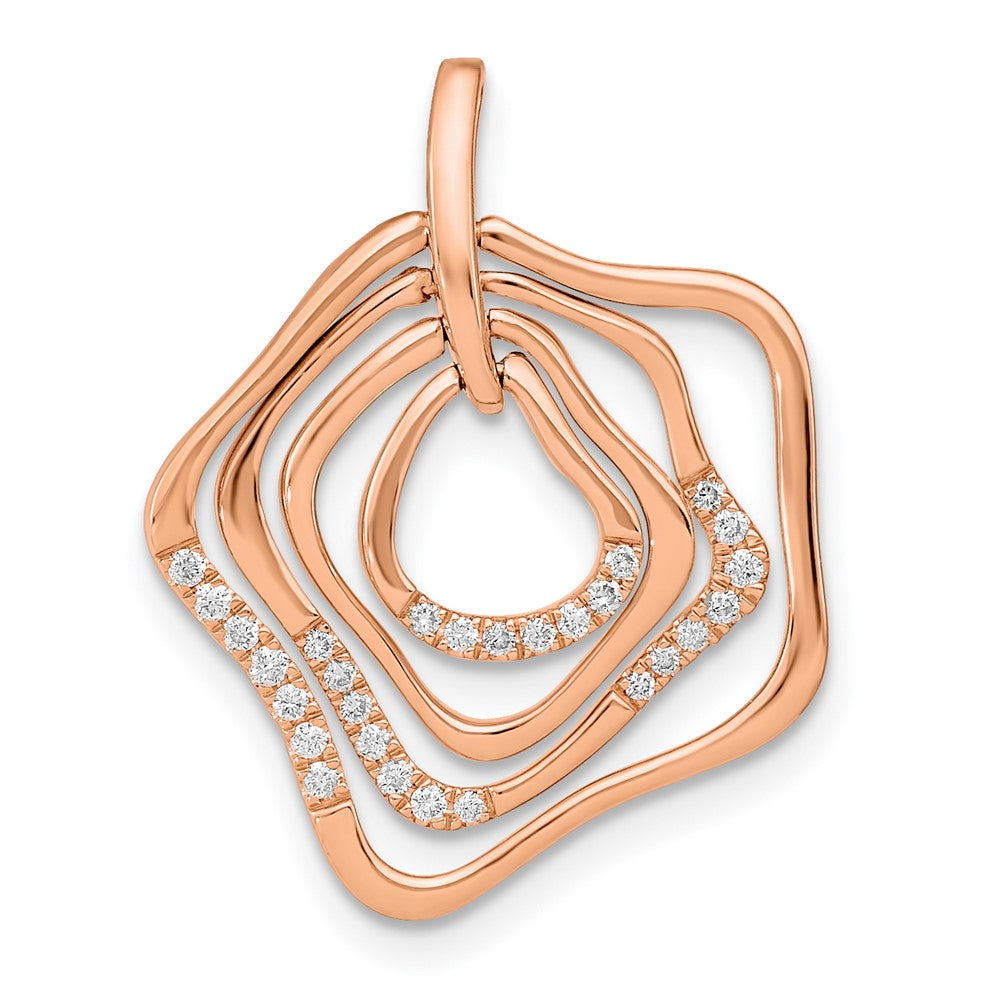 14K Roségold Poliert Echt Diamant Fantasie Wirbel Kette Anhänger
