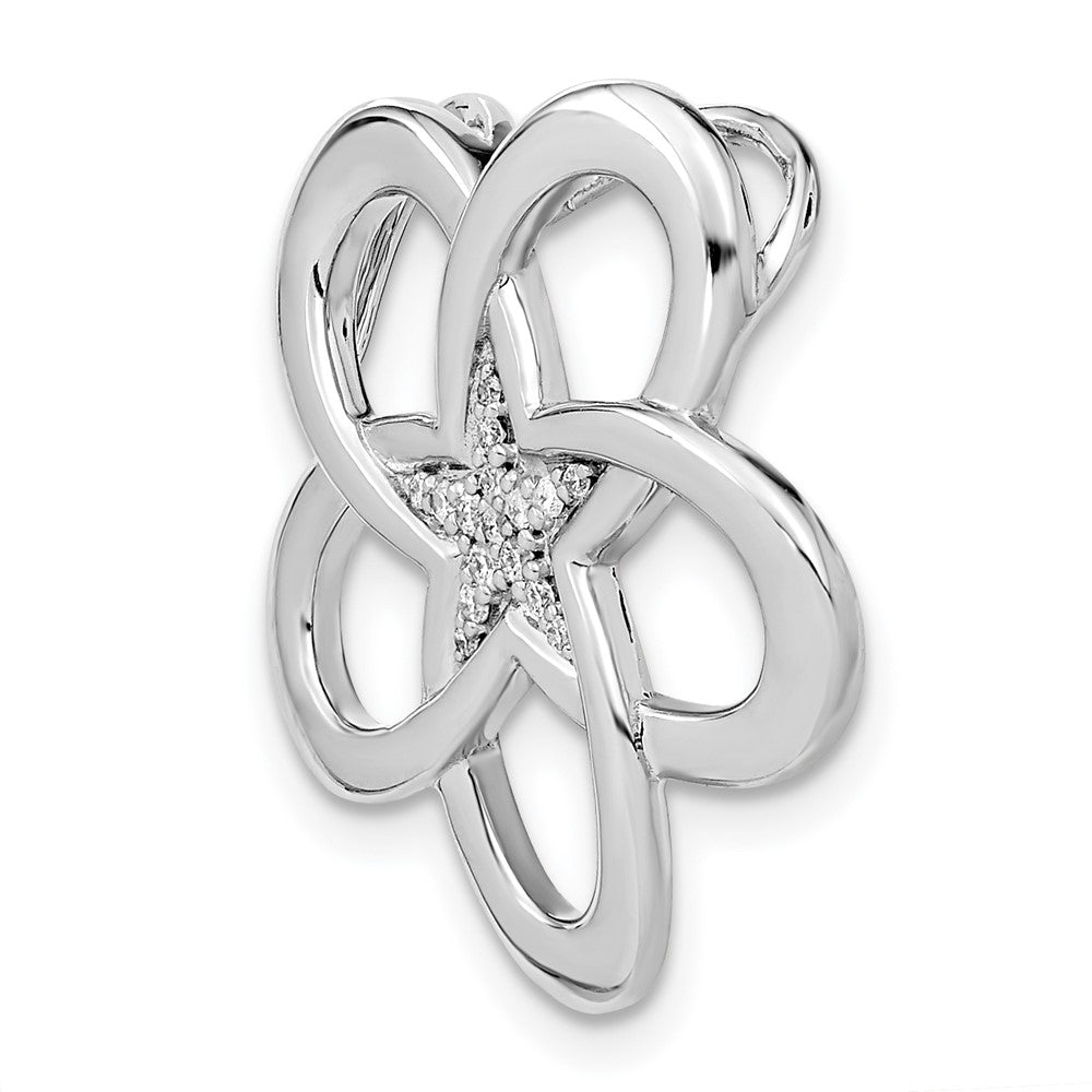 14K Weißgold Poliert Echt Diamant Blume Kette Anhänger