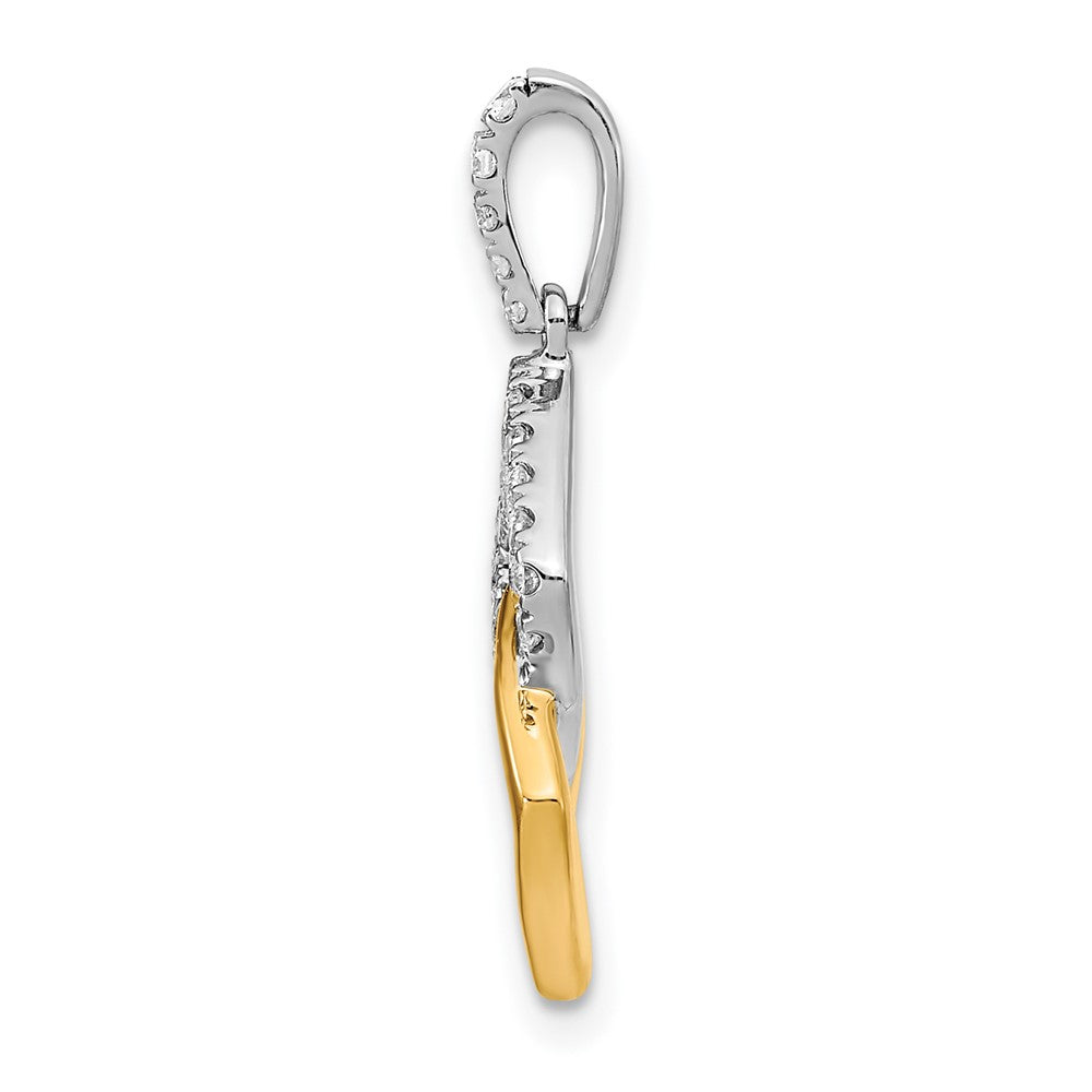 14K Bicolor Gold Echt Diamant Doppelt Quadratisch Kette Anhänger
