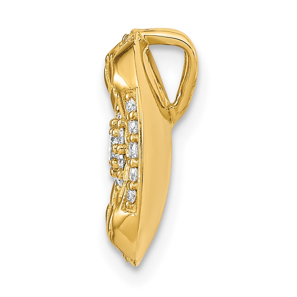 14K Gelbgold Poliert Echt Diamant Quadratisch Weave Kette Anhänger