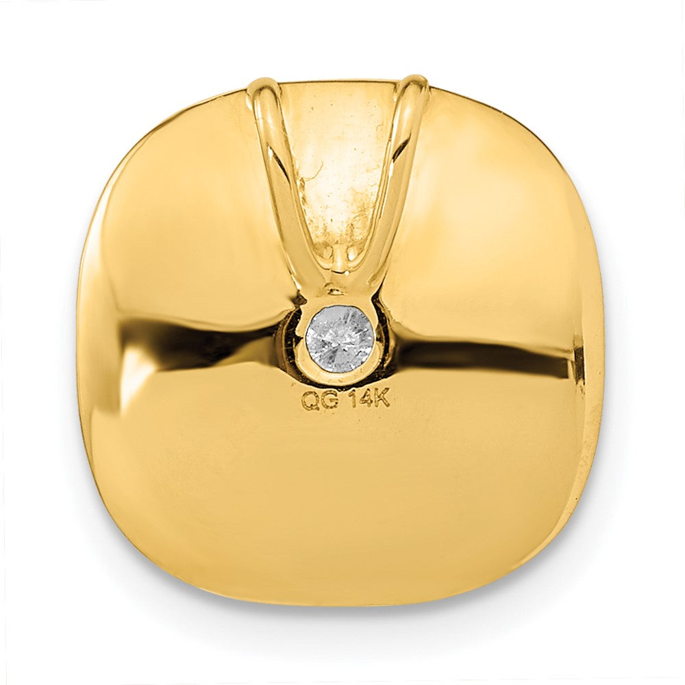 14K Gelbgold Poliert Echt Diamant Quadratisch Weave Kette Anhänger