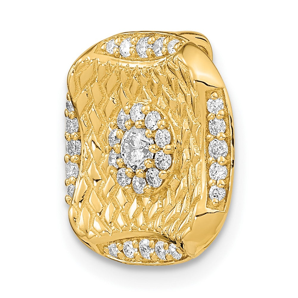 14K Gelbgold Poliert Echt Diamant Quadratisch Weave Kette Anhänger