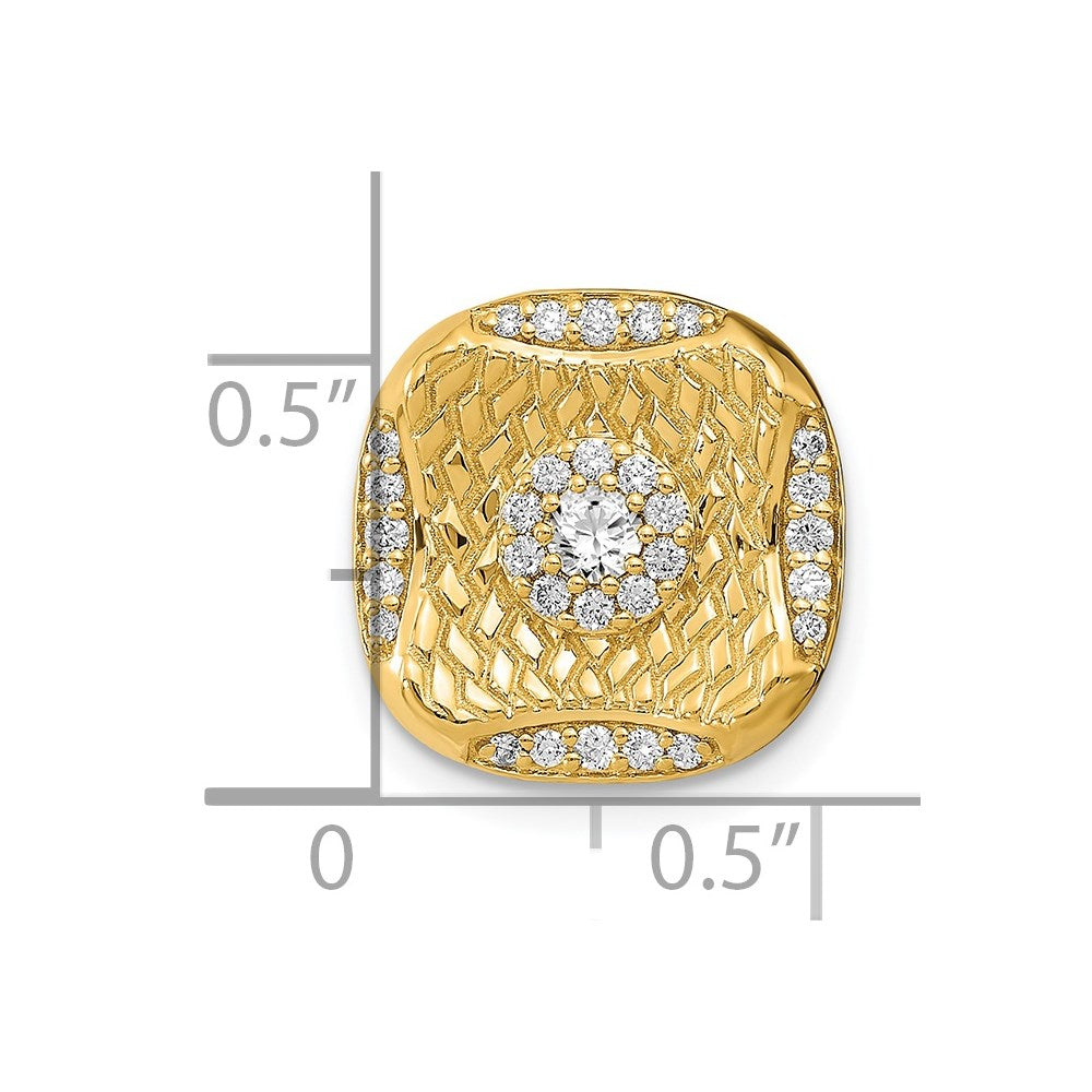 14K Gelbgold Poliert Echt Diamant Quadratisch Weave Kette Anhänger