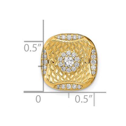 14K Gelbgold Poliert Echt Diamant Quadratisch Weave Kette Anhänger